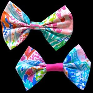 Oversized Lilly Pulitzer Inspired Hair Bow in Mermaid Cove on French Barrette